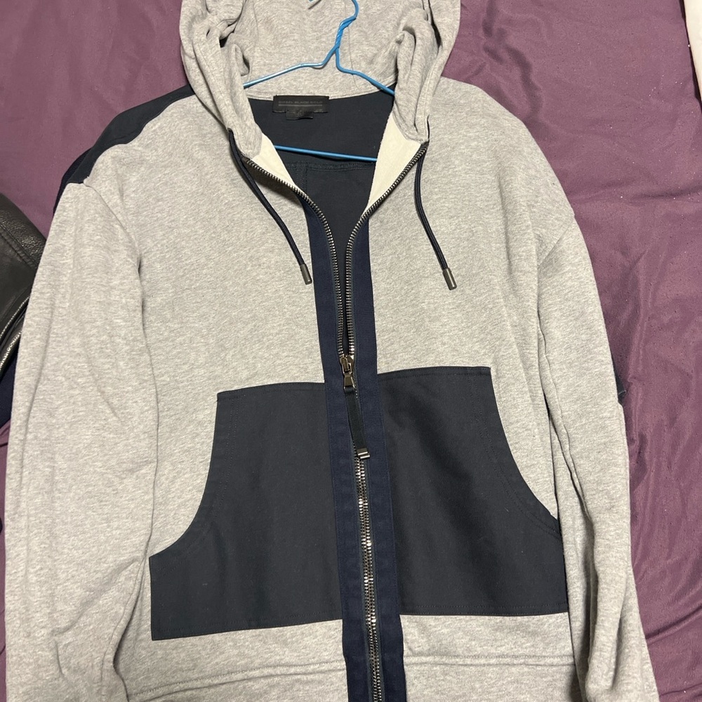 Men's Gray and Black Hoodie Sweater